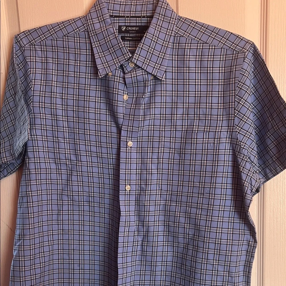 Daniel Cremieux Blue and Black white Plaid Button-Down Shirt - Picture 6 of 6